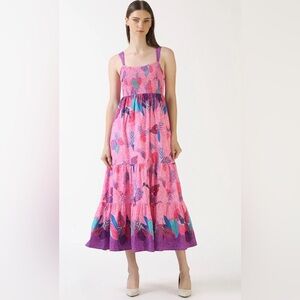 New CELINA MOON Hebe Midi Dress - Hawaiian Monstera Leaf Pint